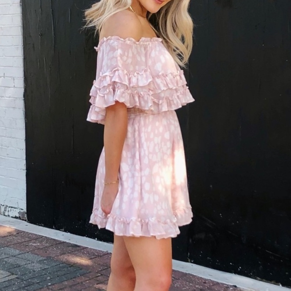 Skylar + Madison White and Red Tiered Off-the-Shoulder Sundress